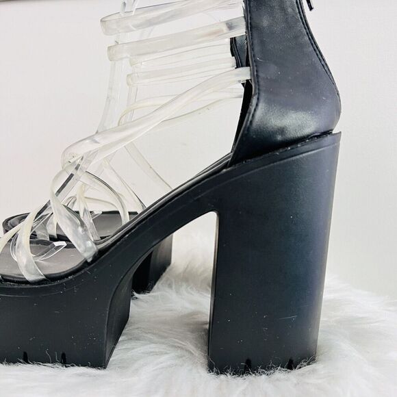 🎉Clearance🎉Lemonade Black Strappy Platform Sandals Shoes Concert Cosplay ~ 10 - Picture 3 of 8